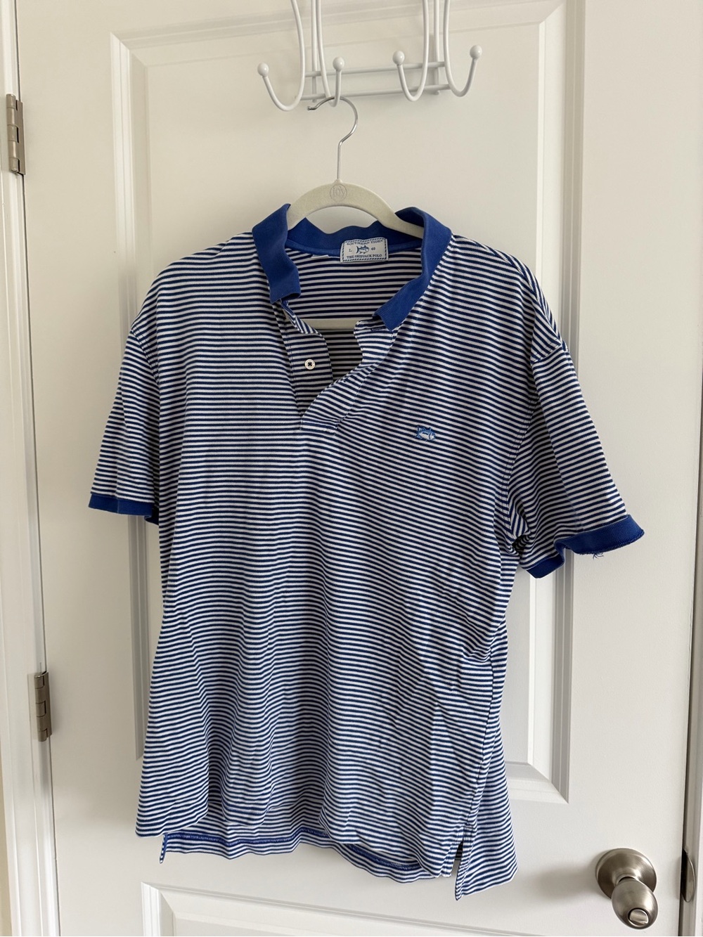 Southern Tide Blue & White Striped Polo Shirt